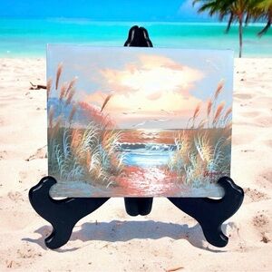 Duggan Signed Original Beach Sunset Oil Painting Seascape Canvas 8x10